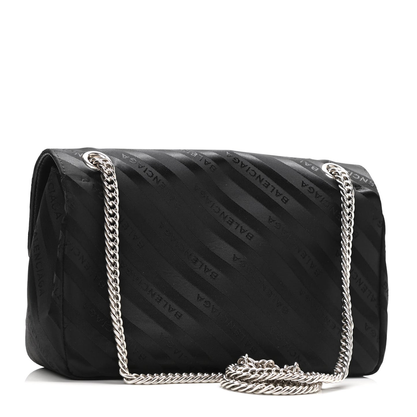 Nylon Jacquard Diagonal Logo Medium Scarf Lock Chain Shoulder Bag Black Red