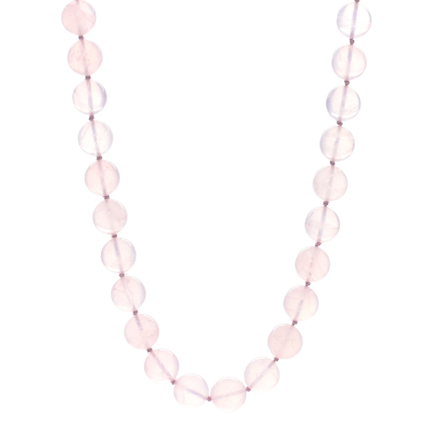 Tiffany Sterling Silver Rose Quartz Bead Necklace 1 of 3