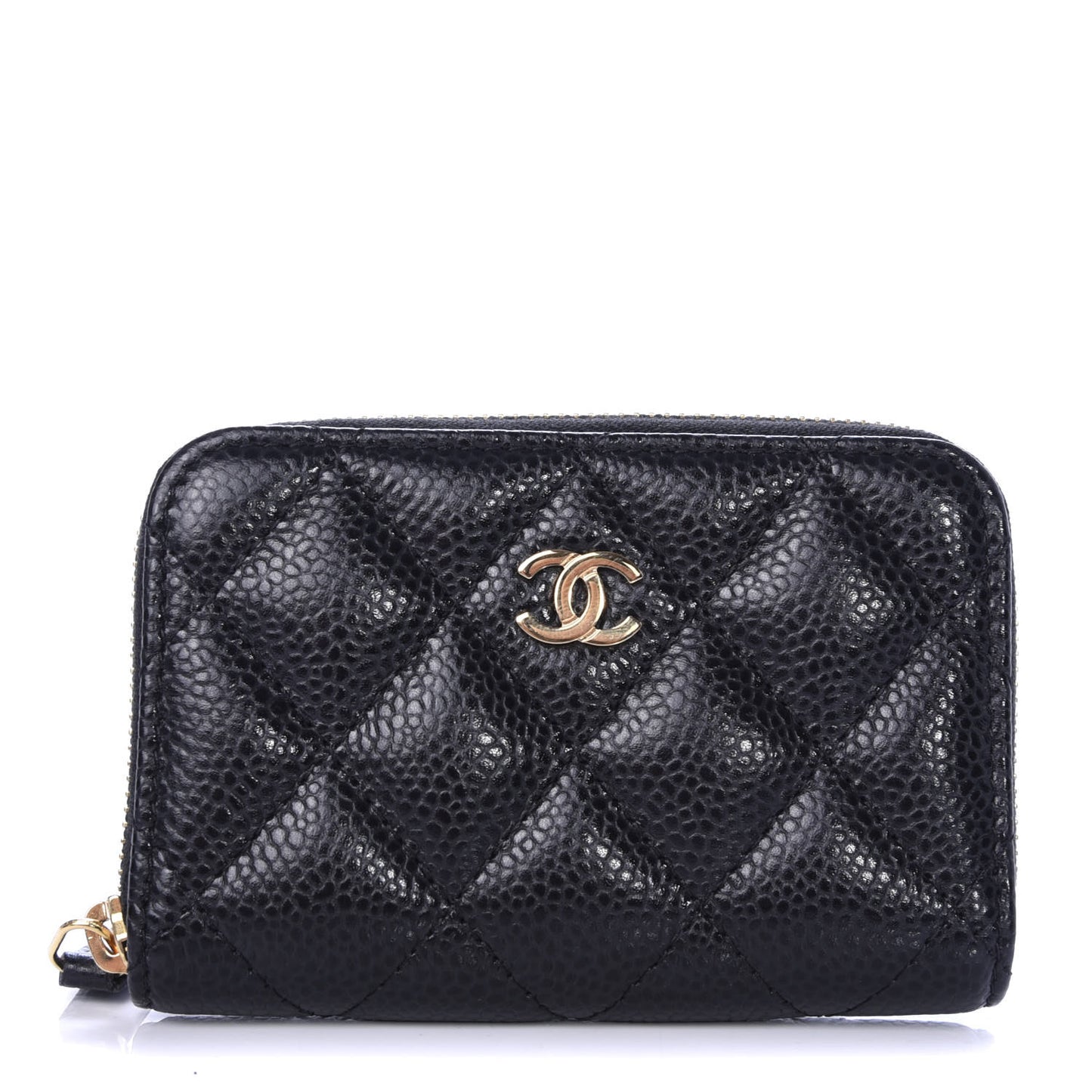 Caviar Quilted Zip Coin Purse Black