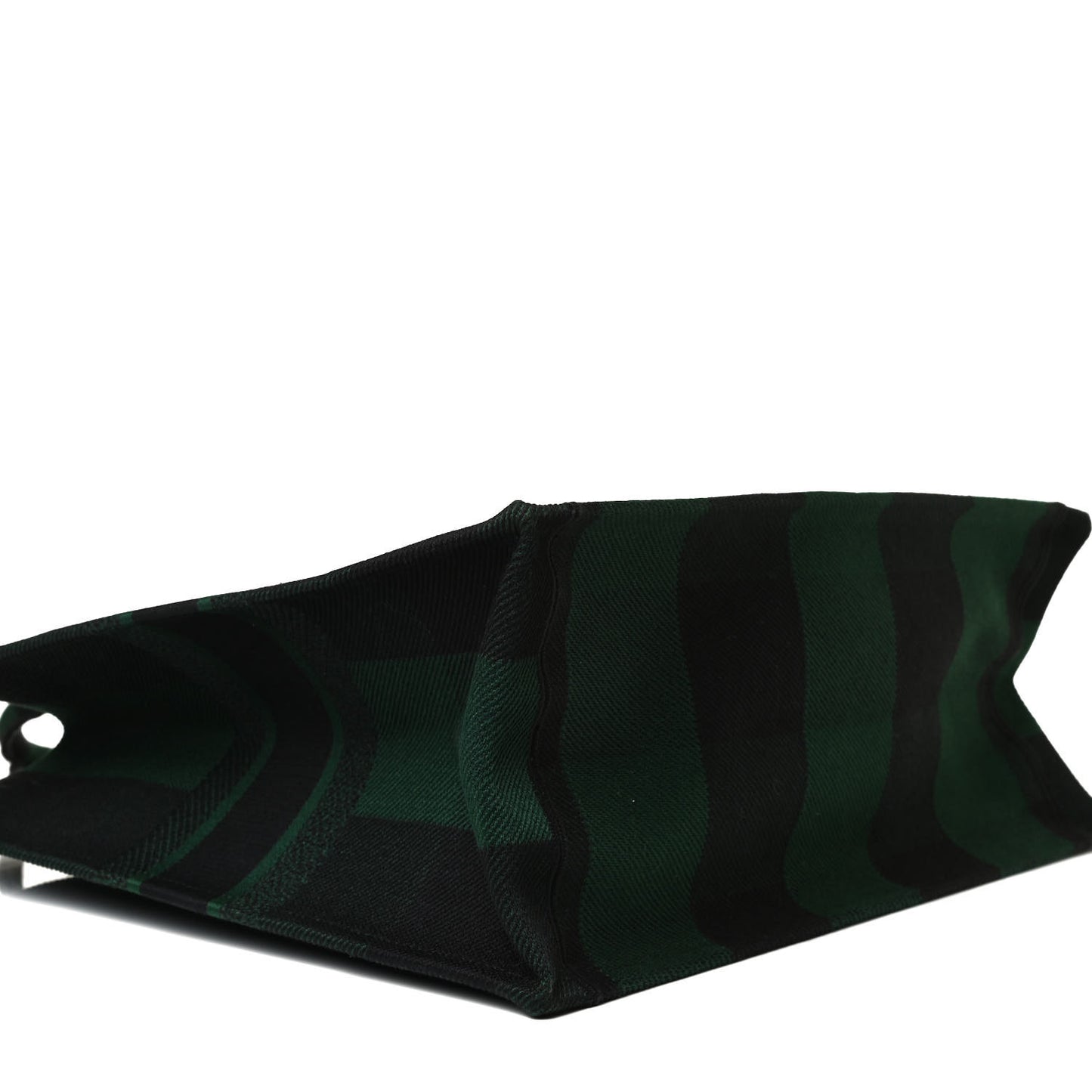Canvas Embroidered Checkered Book Tote Black Green