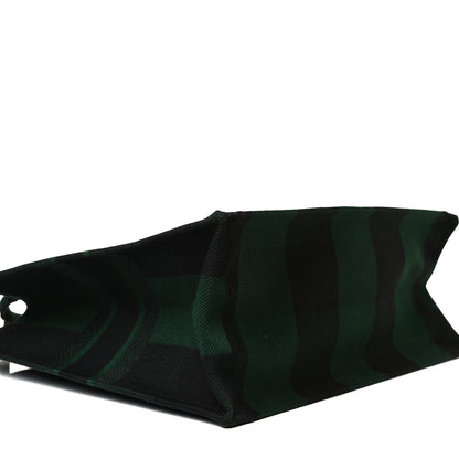 Christian Dior Canvas Embroidered Checkered Book Tote Black Green 9 of 13