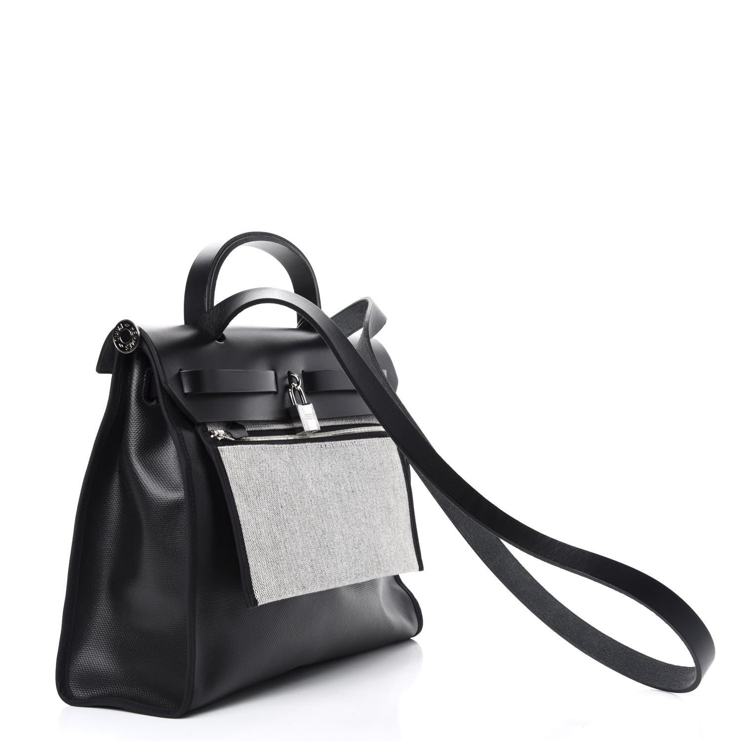 Hermes Toile H Berline Vache Hunter Herbag Zip PM 31 Black Ecru 3 of 9