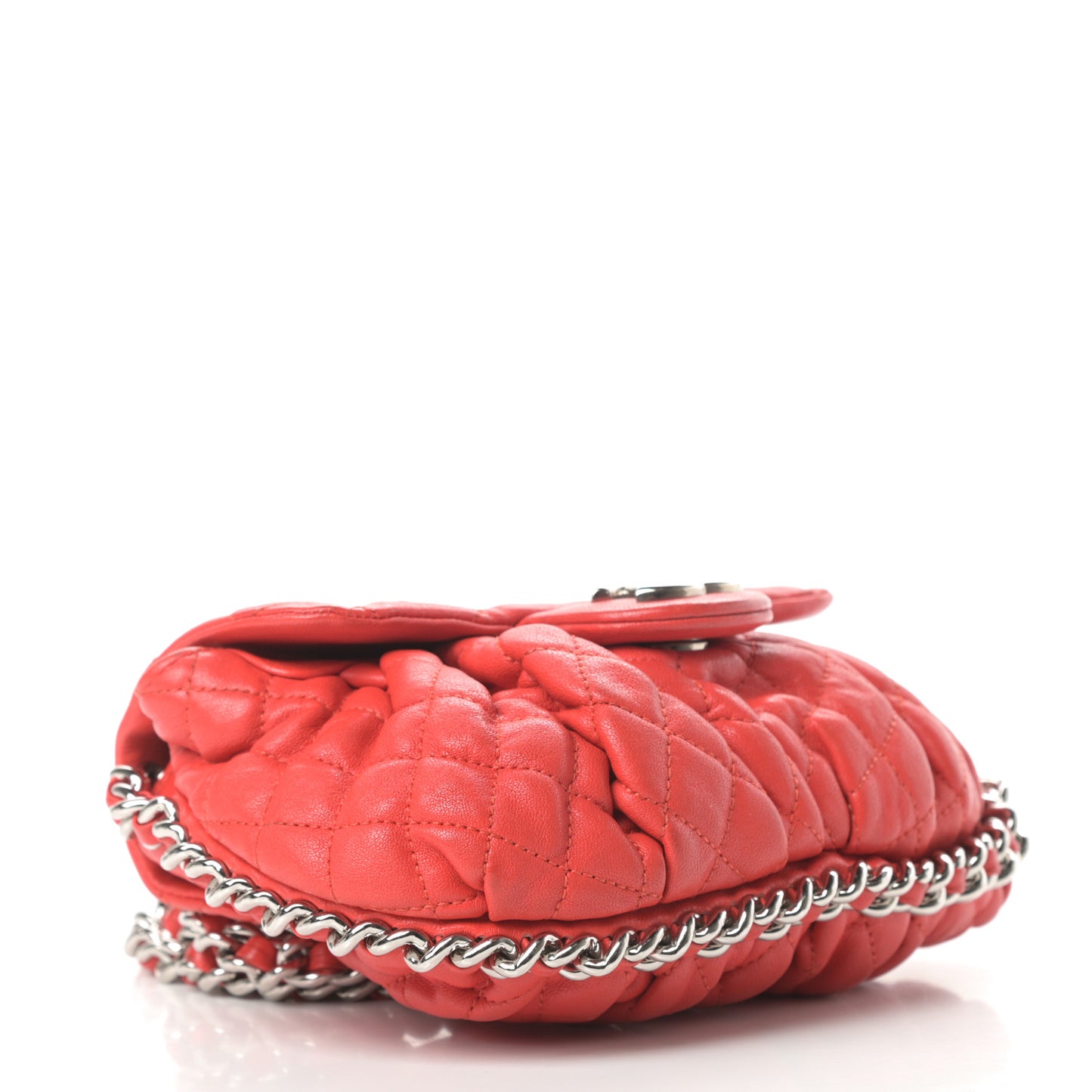 Washed Lambskin Quilted Mini Chain Around Messenger Red