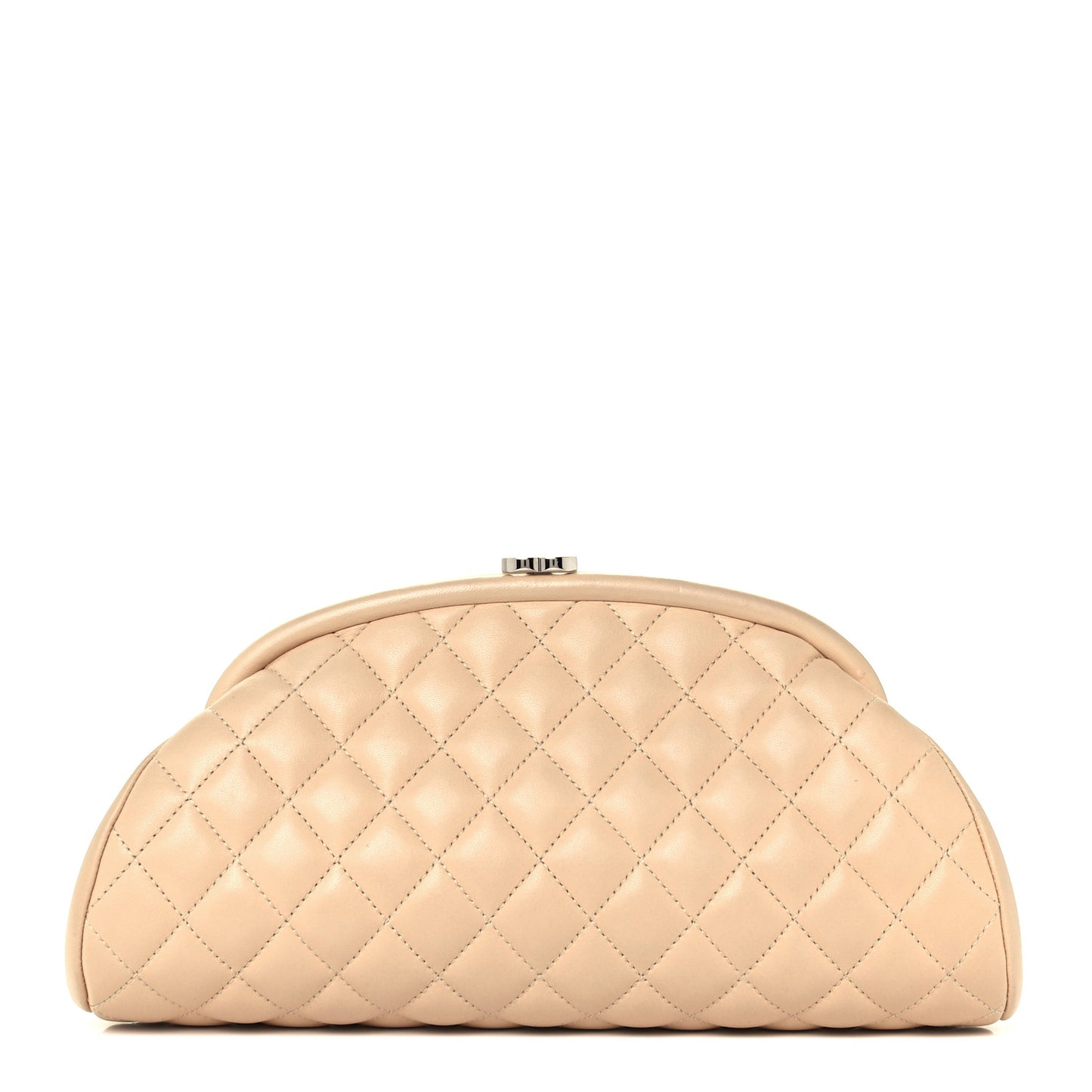 Lambskin Quilted Timeless Clutch Beige Clair