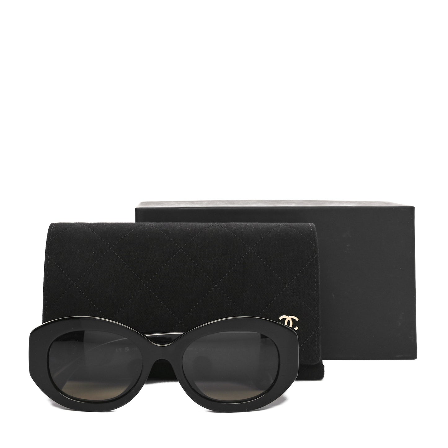 Acetate Nyon Oval CC Sunglasses 5528-A Black