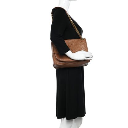 Saint Laurent Crinkled Calfskin Matelasse Monogram Medium Niki Chain Satchel Caramel 2 of 11