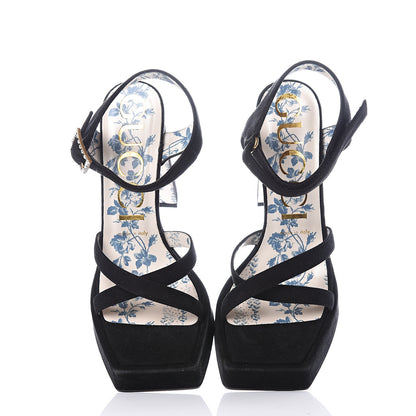 Gucci Suede Embellished Sandals 37 Black 5 of 11