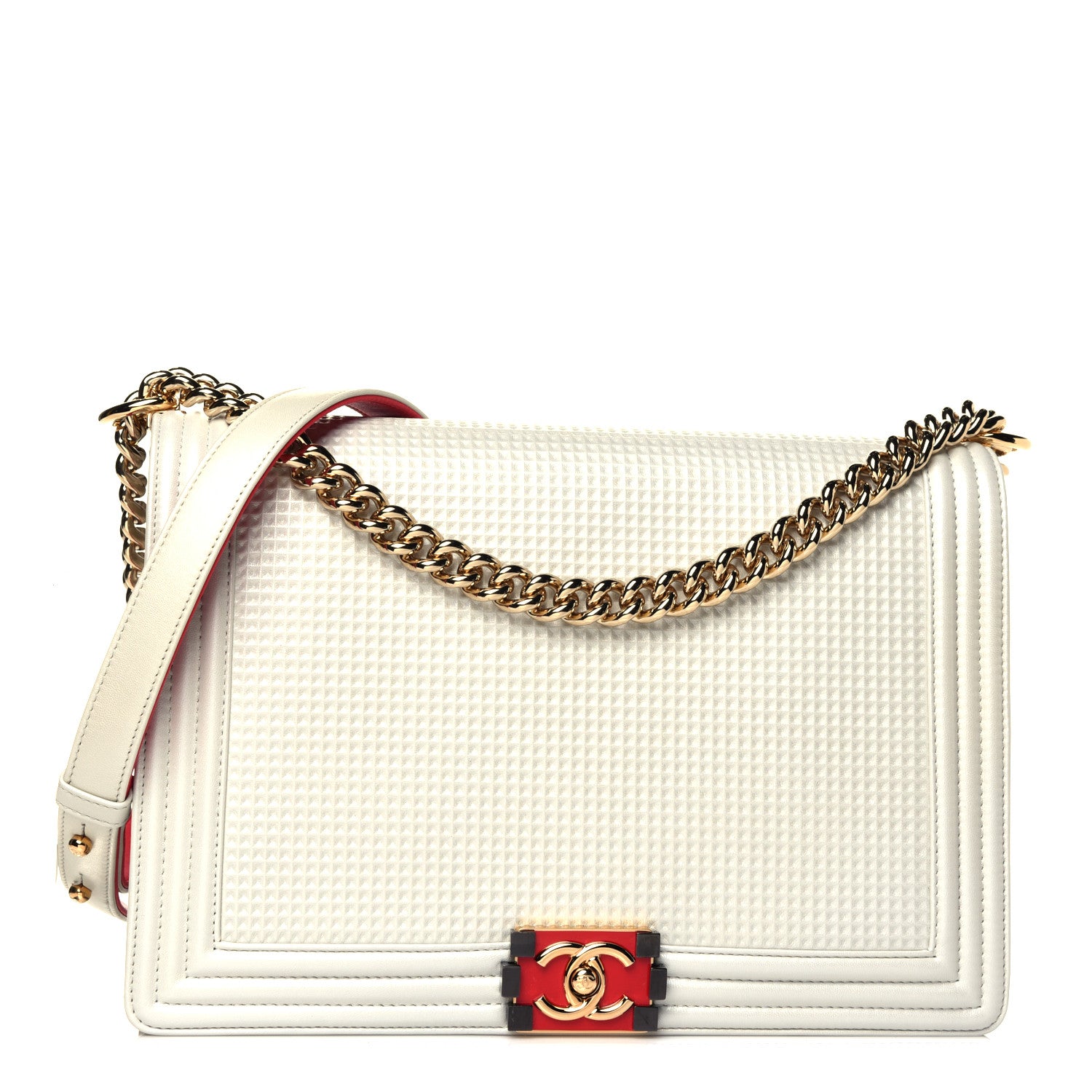 Chanel Lambskin Embossed New Medium Boy Cube Flap White 1 of 6