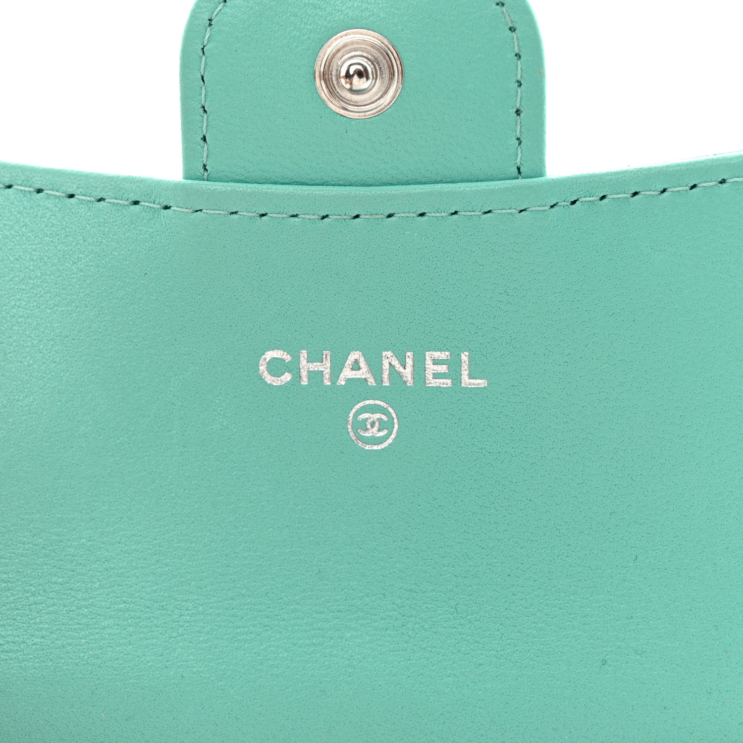 Chanel Lambskin Quilted Flap Card Holder Wallet Turquoise 6 of 12
