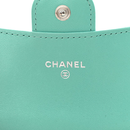 Chanel Lambskin Quilted Flap Card Holder Wallet Turquoise 6 of 12