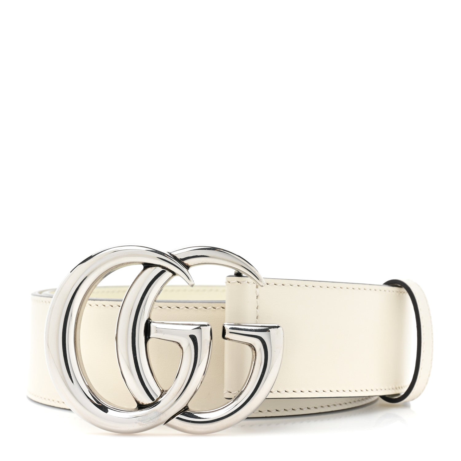 Gucci Plutone Calfskin Palladium Double G 40mm Belt 80/32 Mystic White 1 of 6