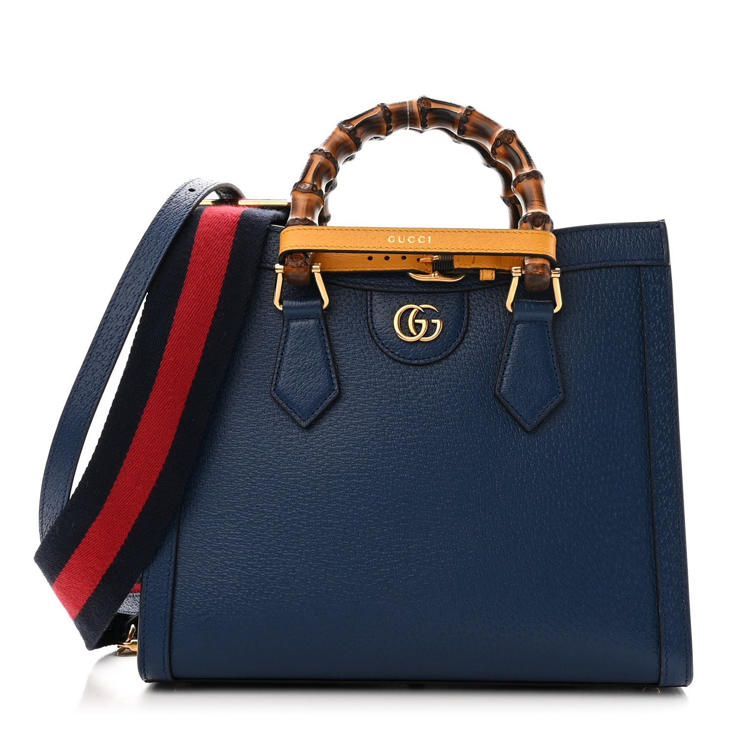 Textured Dollar Calfskin Web Small Diana Tote Bag Royal Crop