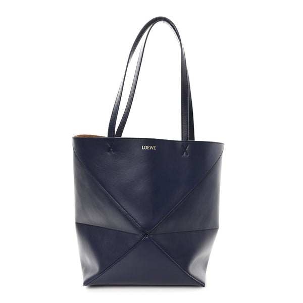あおい Loewe Shiny Calfskin XL Puzzle Fold Tote Abyss Blue 1841068