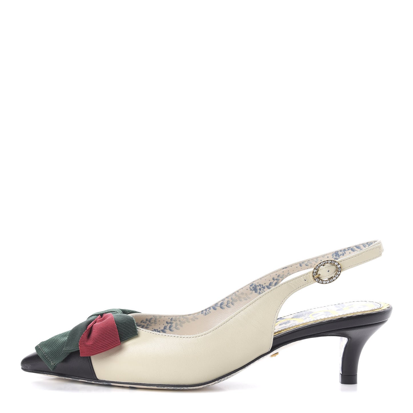 Malaga Kid Web Bow Jane Low Heel Slingback Pumps 34 Vintage White