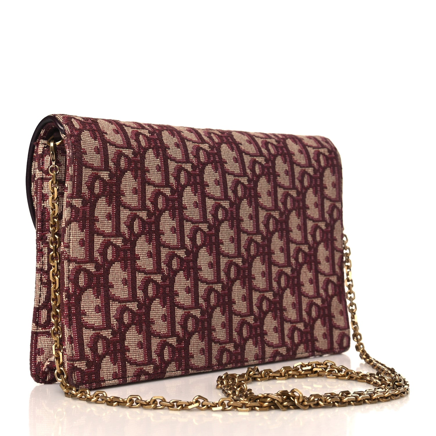 Christian Dior Oblique Saddle Chain Pouch Burgundy 3 of 8