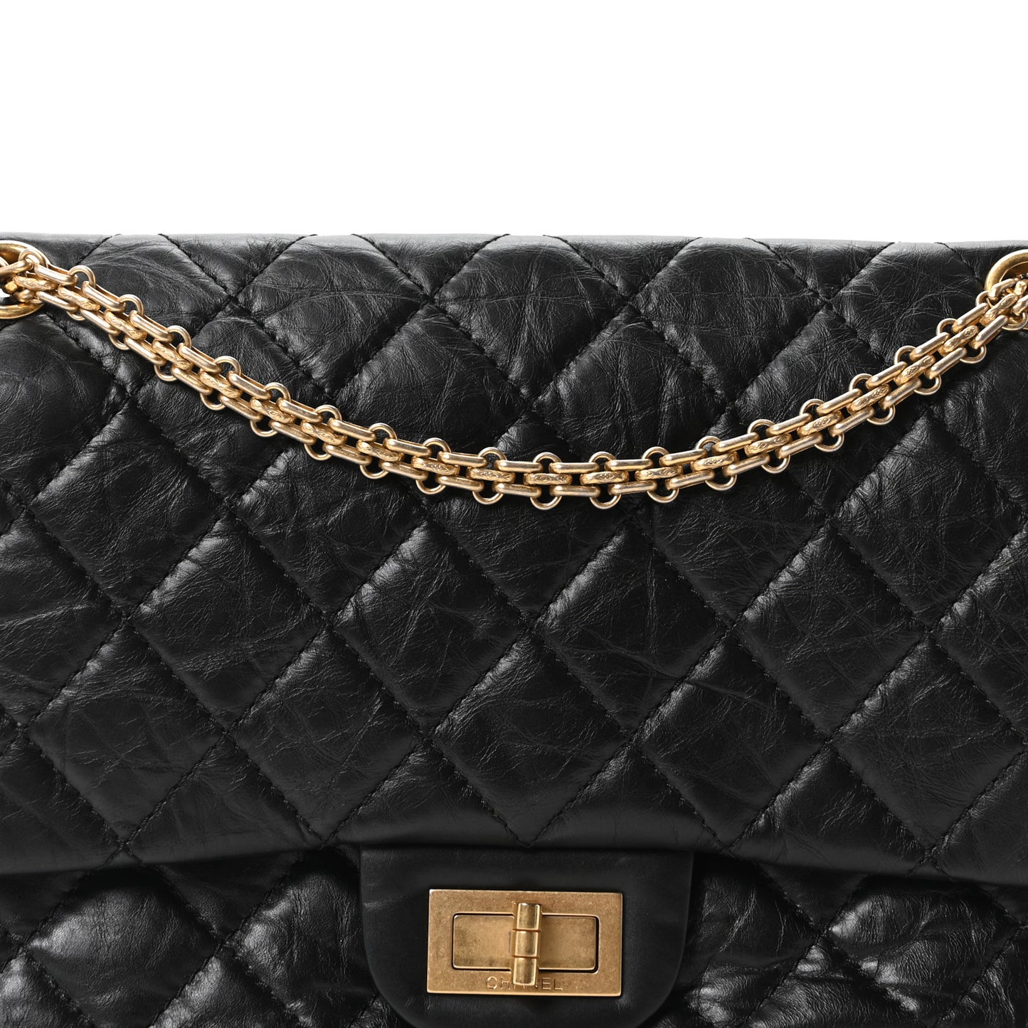 Aged Calfskin Quilted 2.55 Reissue 227 Flap Black