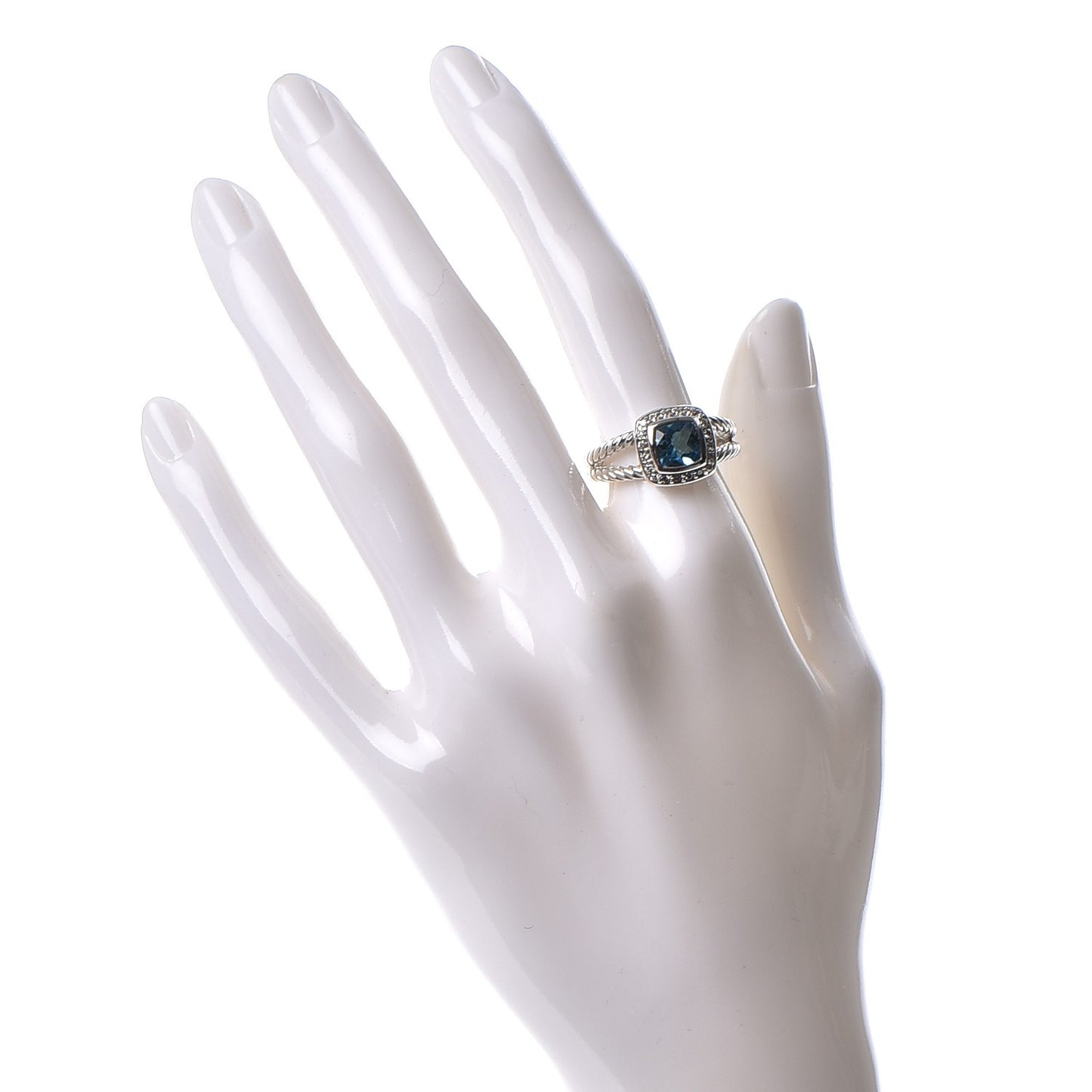 Sterling Silver Diamond Blue Topaz 7mm Petite Albion Ring 54 6.75