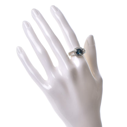 David Yurman Sterling Silver Diamond Blue Topaz 7mm Petite Albion Ring 54 6.75 2 of 5