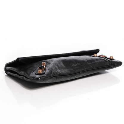 Balenciaga Agneau Giant 12 Rose Gold Hardware Envelope Clutch Black 4 of 13