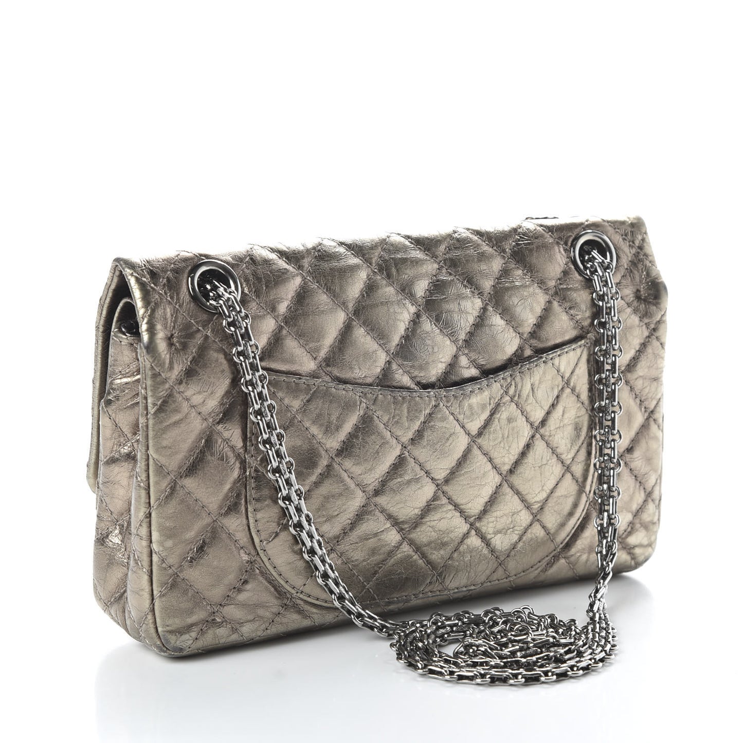 Metallic Aged Calfskin 2.55 Reissue 225 Flap Dark Silver