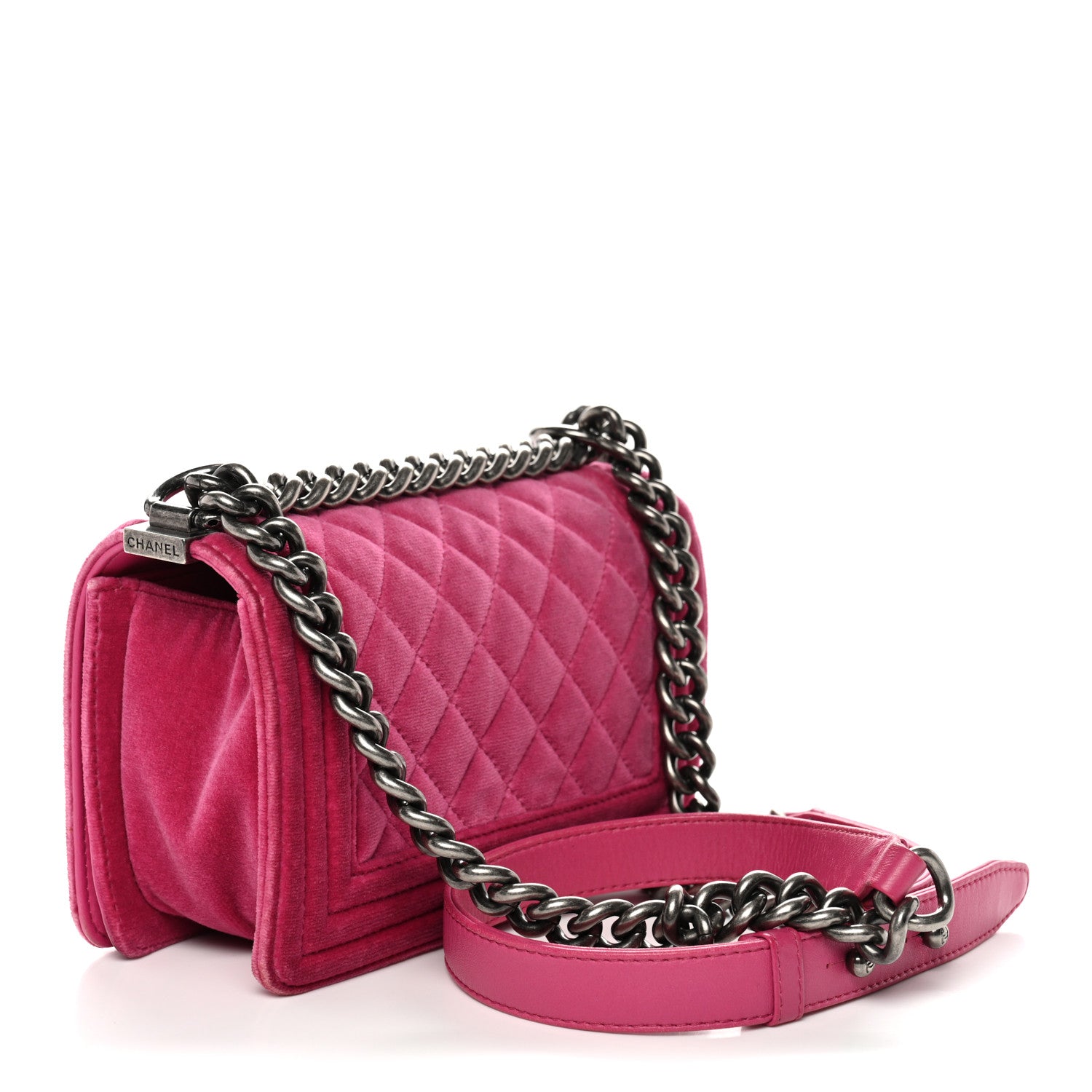 Chanel Velvet Quilted Small Boy Flap Fuchsia 3 of 15