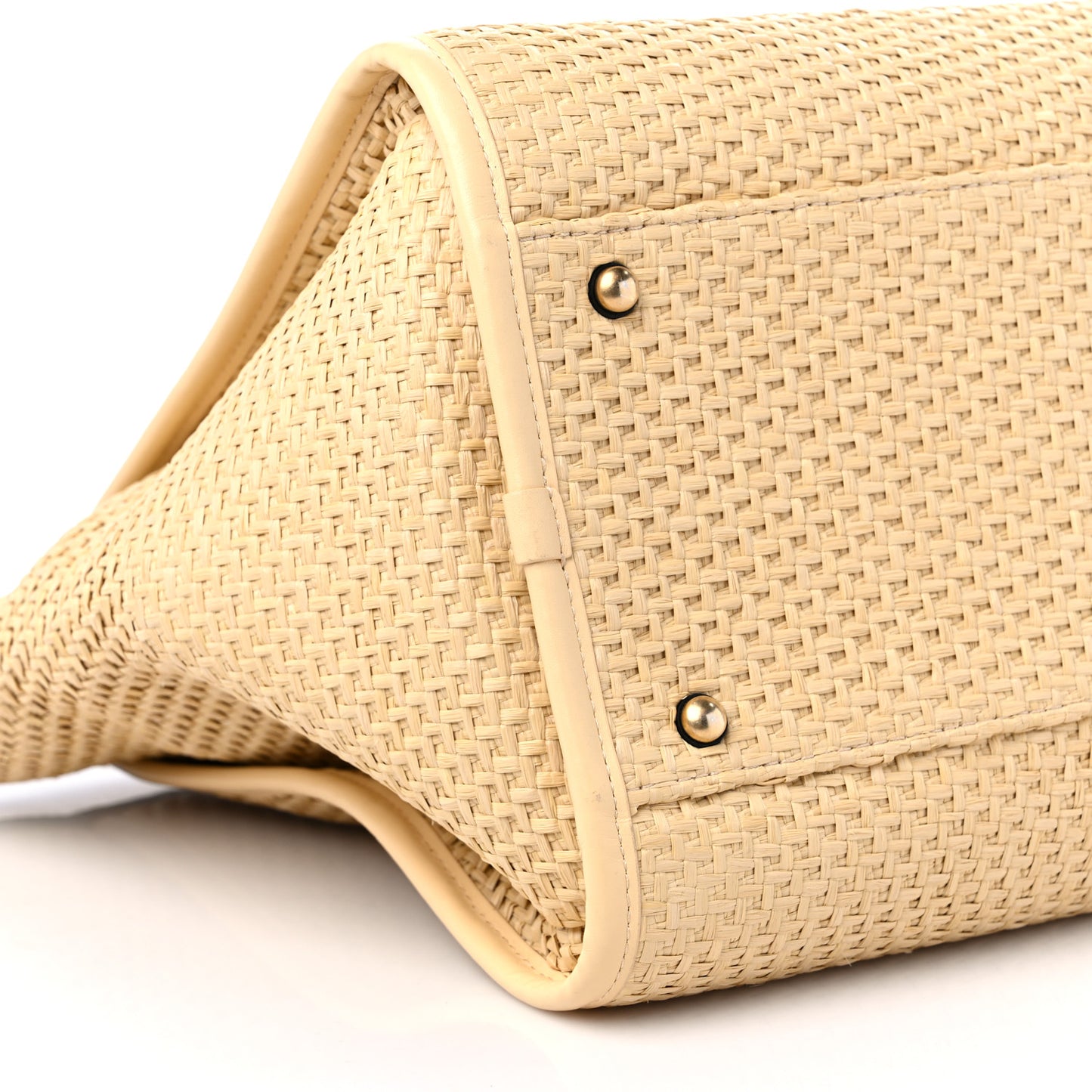Straw Raffia Calfskin Chain Medium Deauville Tote Beige Black