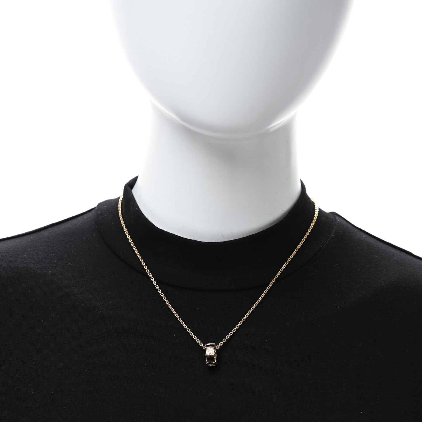 18K Rose Gold Diamond Black Onyx Serpenti Viper Pendant Necklace