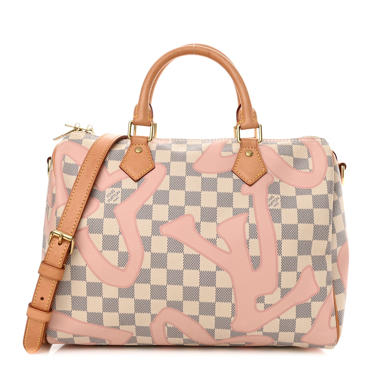 Damier Azur Tahitienne Speedy Bandouliere 30 Rose Ballerine