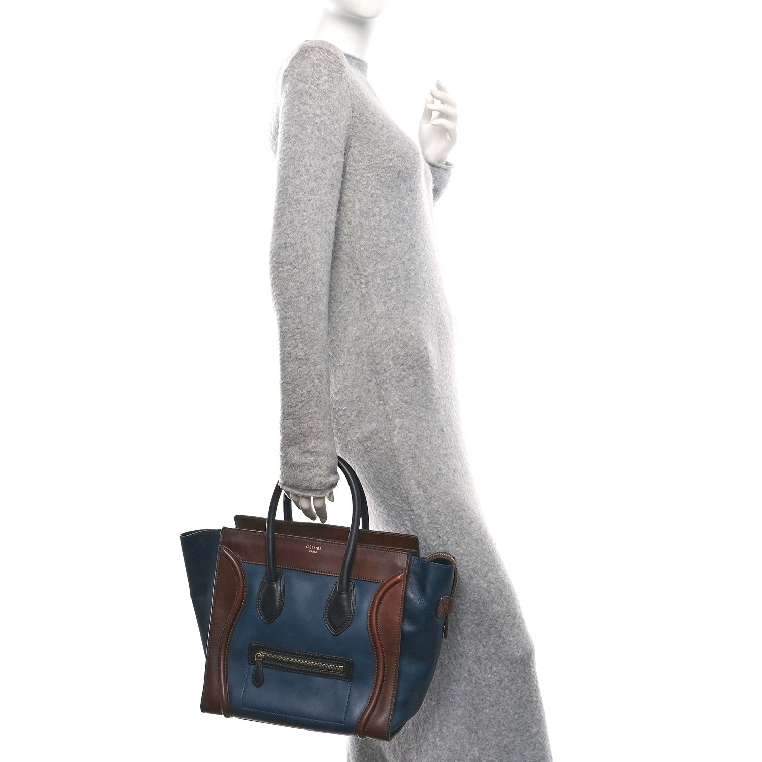 Celine Smooth Calfskin Mini Tri-Color Luggage Navy 2 of 14