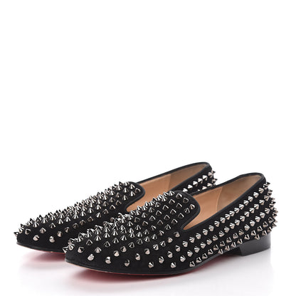 Christian Louboutin Suede Mens Rollerboy Spikes Flat Loafers 39.5 Black 3 of 14