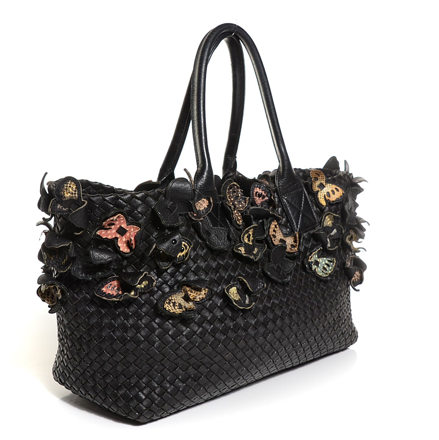 Bottega Veneta Nappa Intreciatto Medium Butterfly Cabat Nero Black