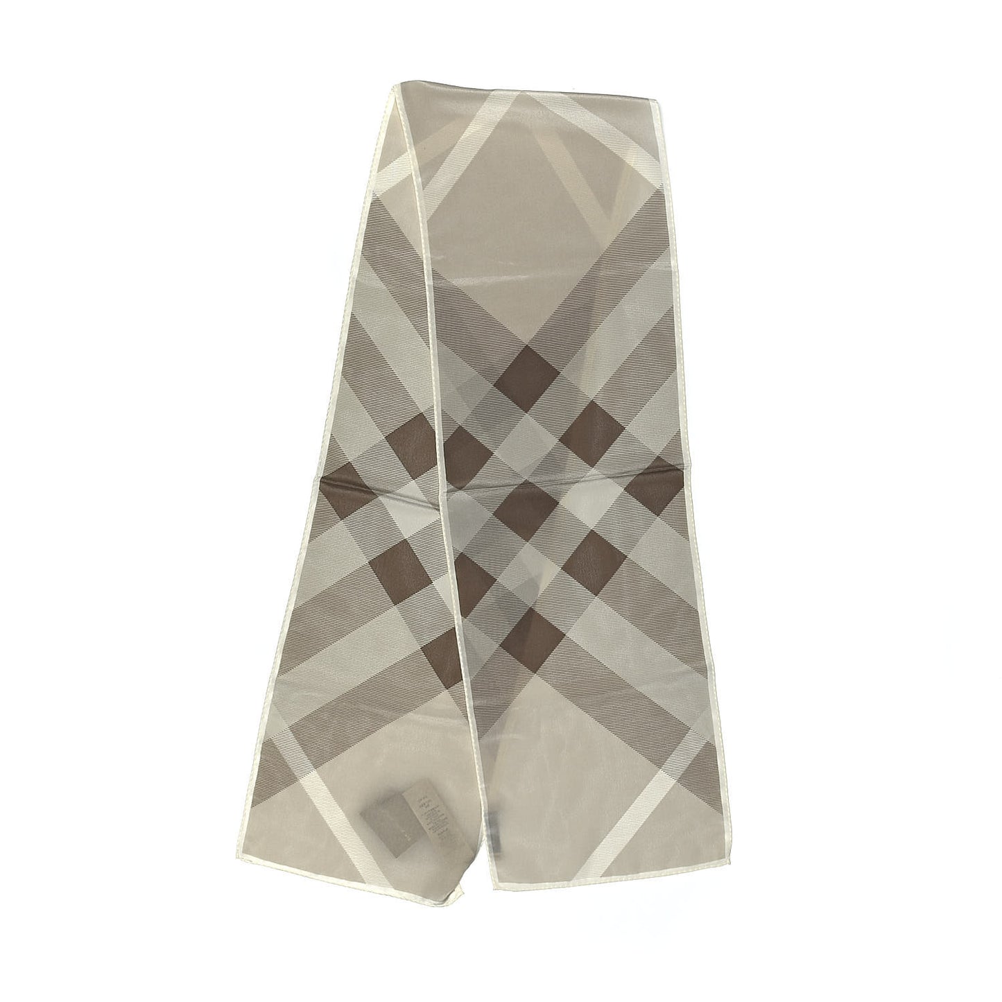 Silk Giant Check Scarf Pale Stone