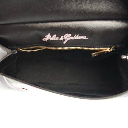 Dolce & Gabbana Dauphine Rose Print Medium Miss Sicily Satchel Black 4 of 10