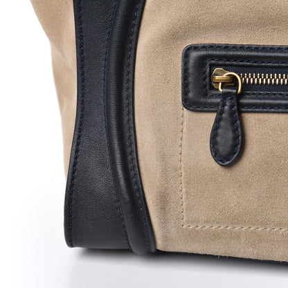 Celine Smooth Calfskin Suede Mini Bi-Color Luggage Navy Dune 13 of 16