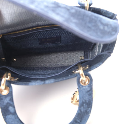 Christian Dior Denim Flowers Embroidered Medium Lady D-Lite Blue 4 of 4