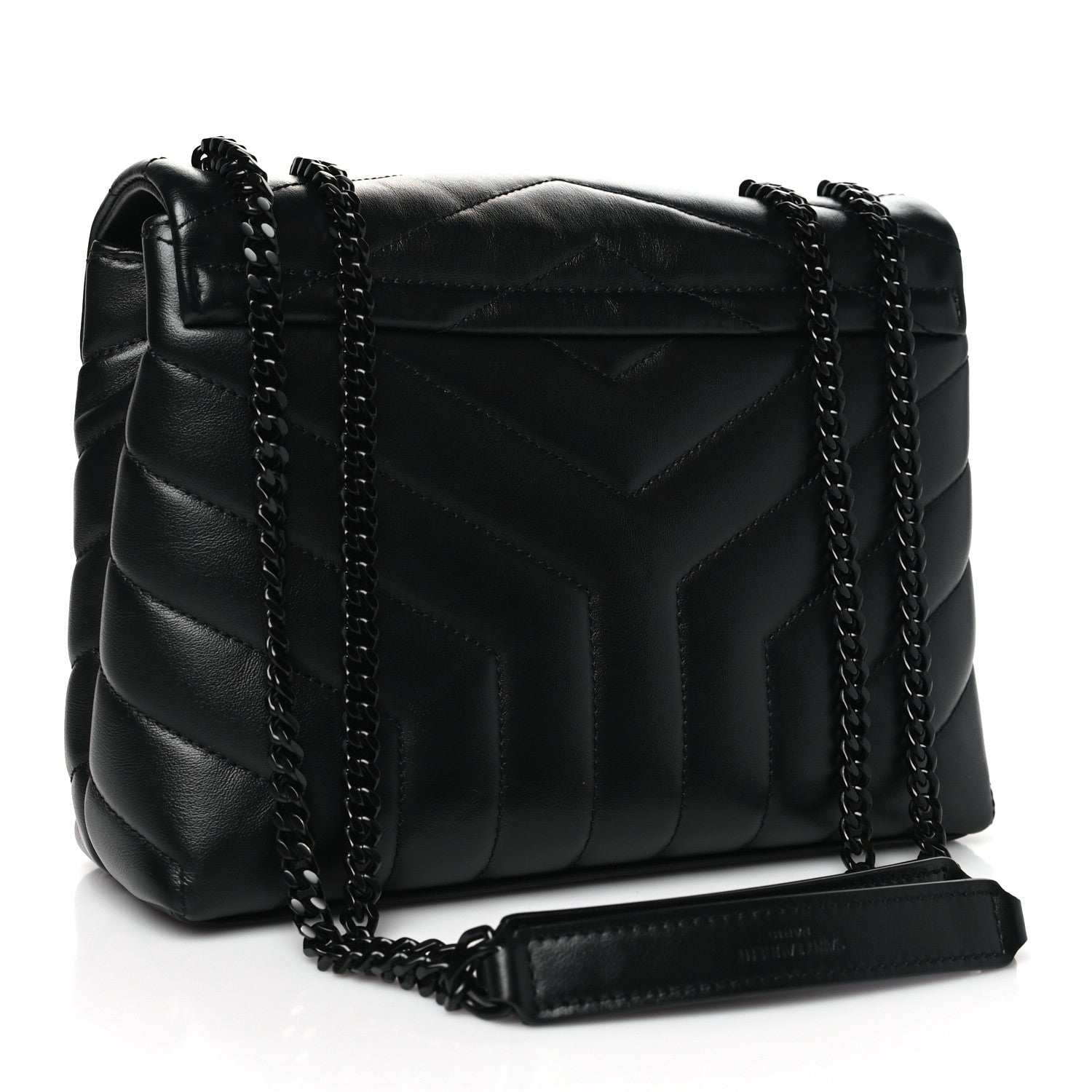 Saint Laurent Calfskin Y Quilted Monogram Monochrome Small Loulou Chain Satchel Black 3 of 10