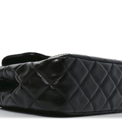 Chanel Shiny Crumpled Calfskin Quilted Wavy CC Hobo Black 9 of 10