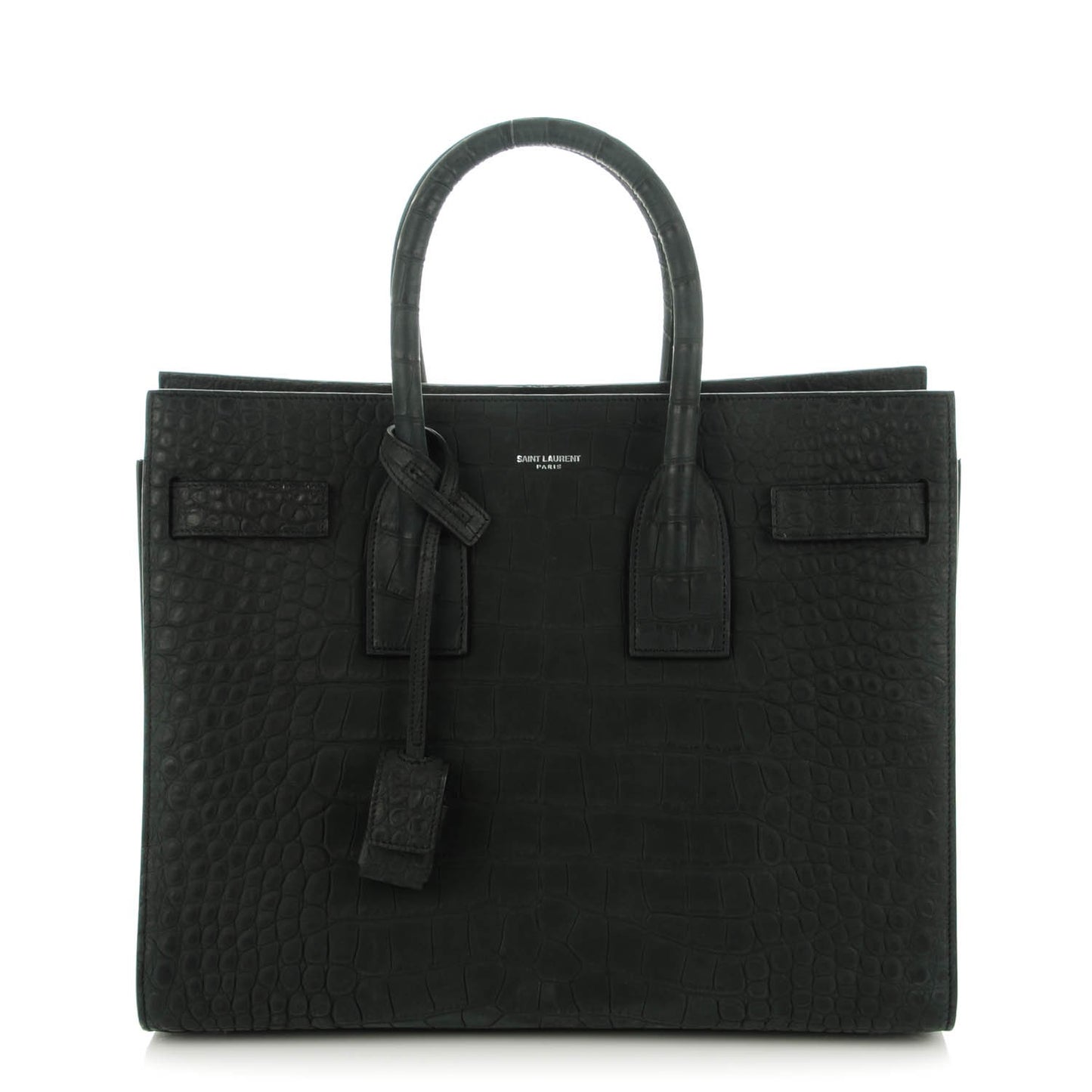 Crocodile Embossed Small Sac de Jour Dusty Black