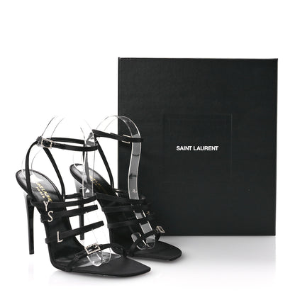 Saint Laurent Crepe Satin Crystal Logo Jerry 110 Ankle Strap Sandals 38.5 Black 8 of 8