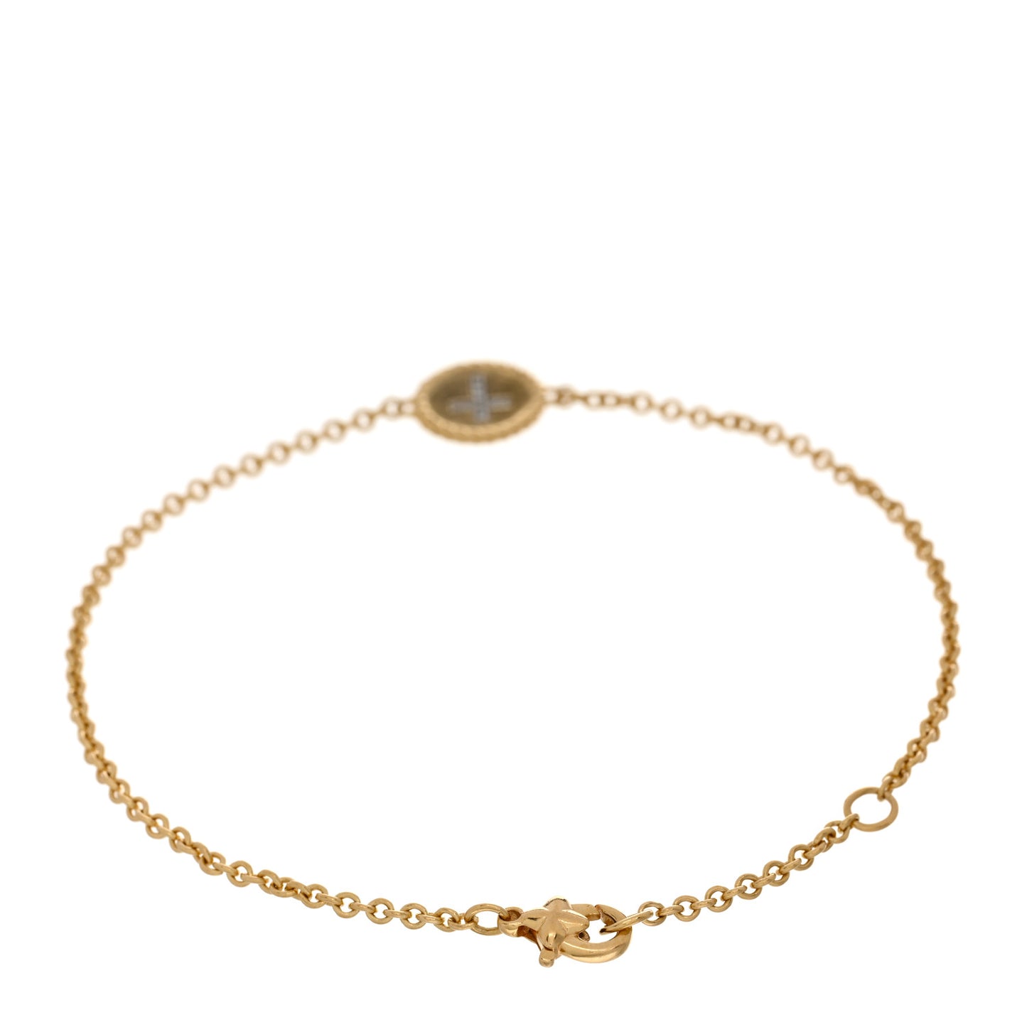 18K Yellow Gold Diamond Cable Collectibles Cross Bracelet