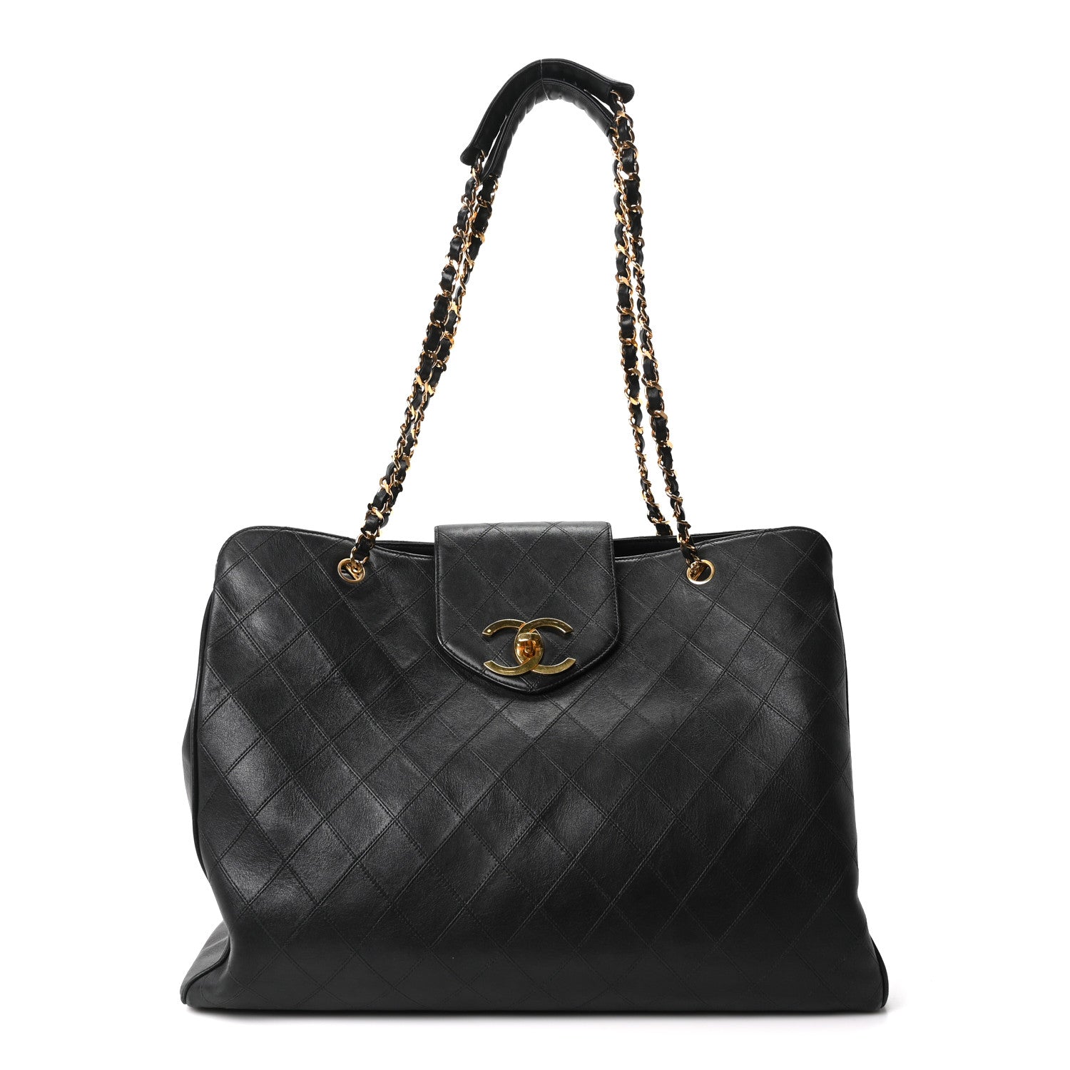 Chanel Calfskin Stitched XL Weekender Black 1 of 10