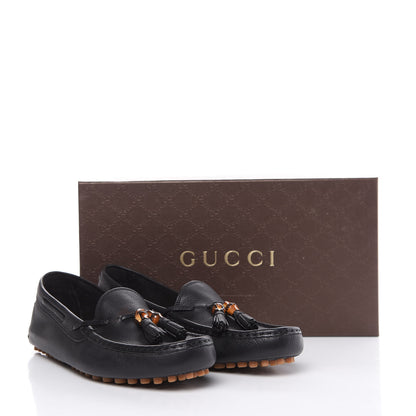 Gucci Hebron Calfskin Womens Bamboo Tassel Driver Loafers 38.5 Black 10 of 10