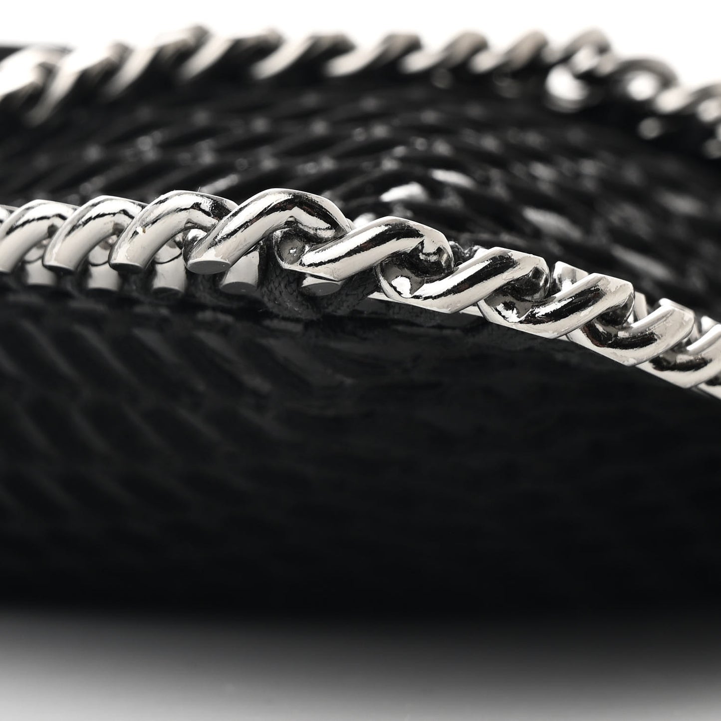Patent Net Fold Over Falabella Clutch Black