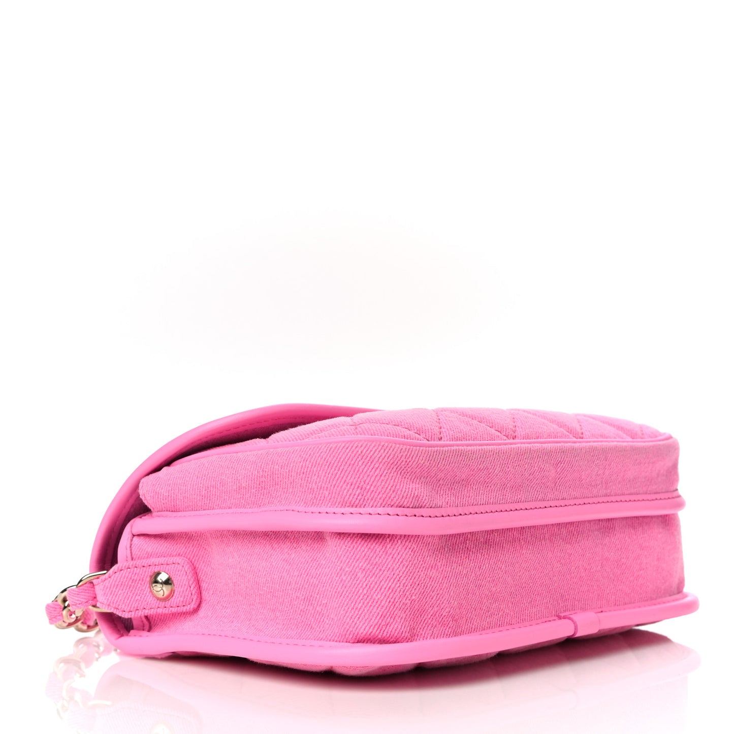 Denim Quilted Small Messenger Flap Neon Pink