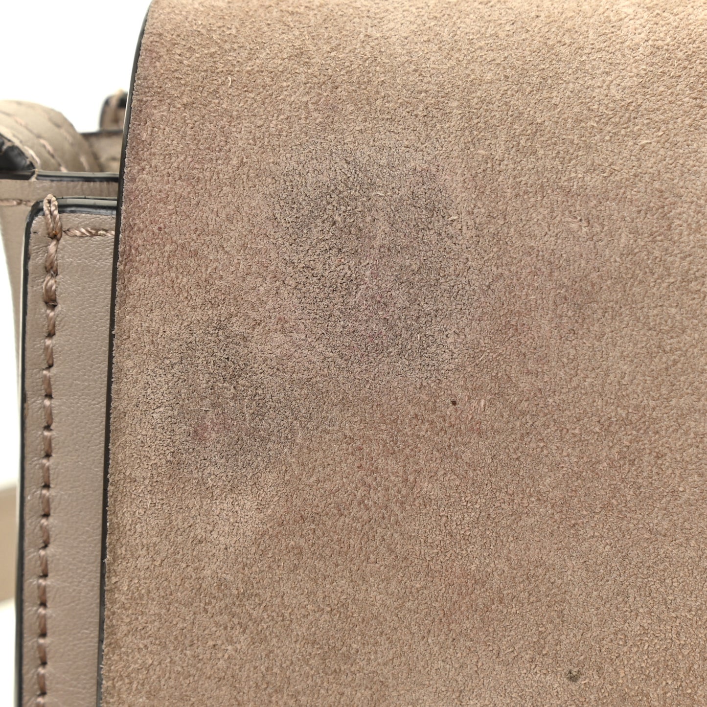 Suede Calfskin Small Faye Shoulder Bag Motty Grey