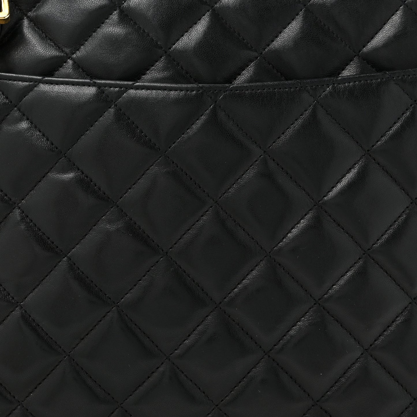 Lambskin Quilted Large Camera Case Black