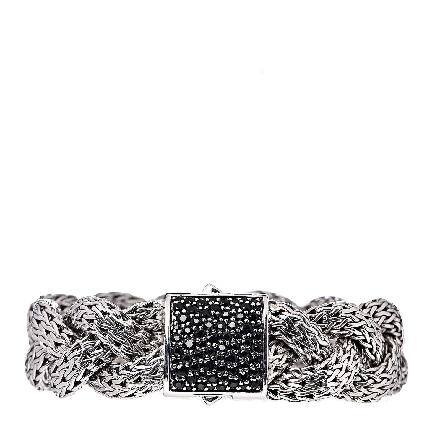 Sterling Silver Black Sapphire Large Braided Classic Chain Bracelet