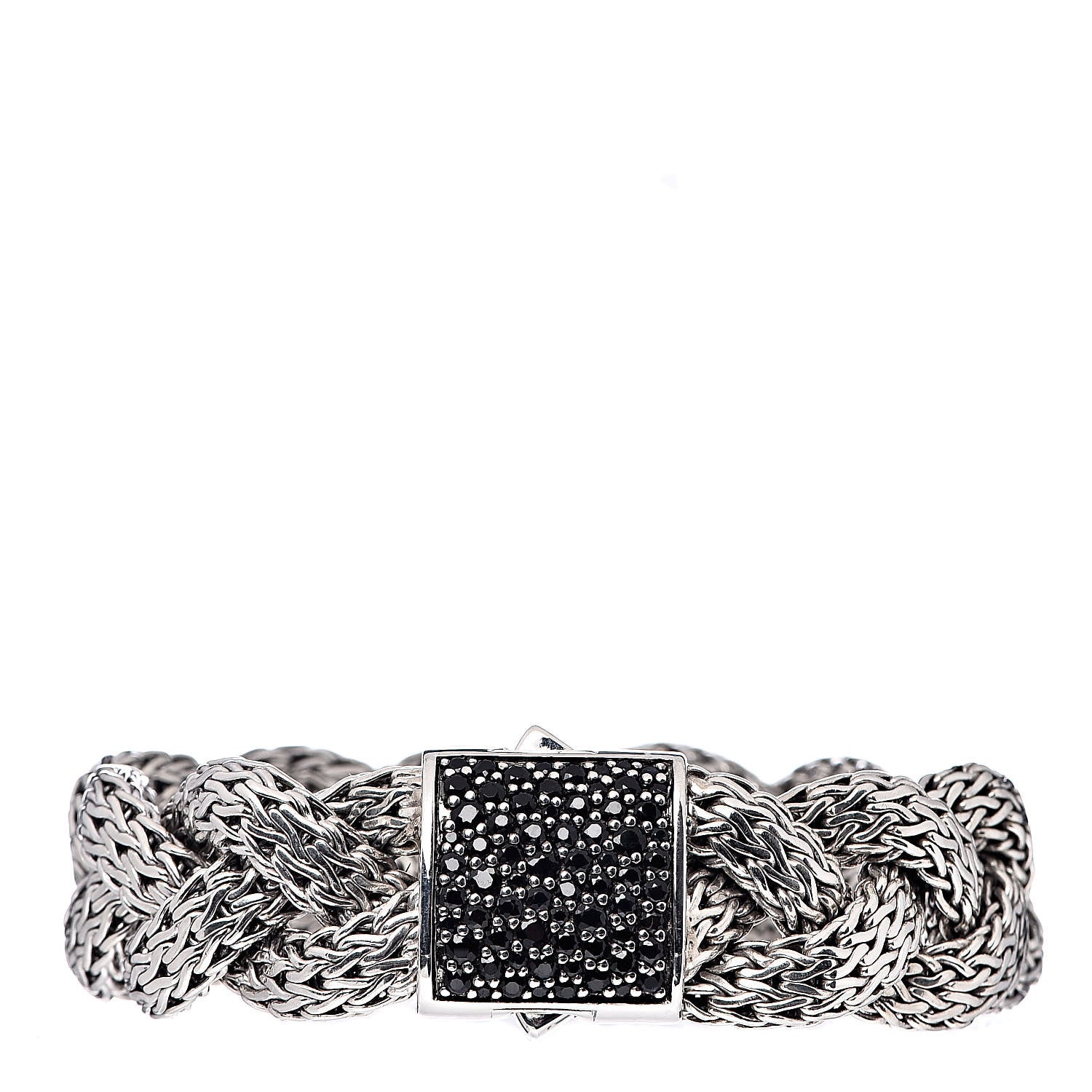 John Hardy Sterling Silver Black Sapphire Large Braided Classic Chain Bracelet 1 of 4