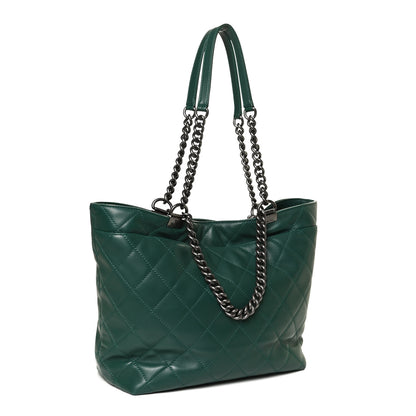 Chanel Calfskin Quilted Large Shopping In Chains Tote Green 3 of 14