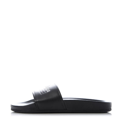 Balenciaga Nappa Political Campaign Logo Mens Pool Slide Sandals 40 Black White Vermillon 1 of 8